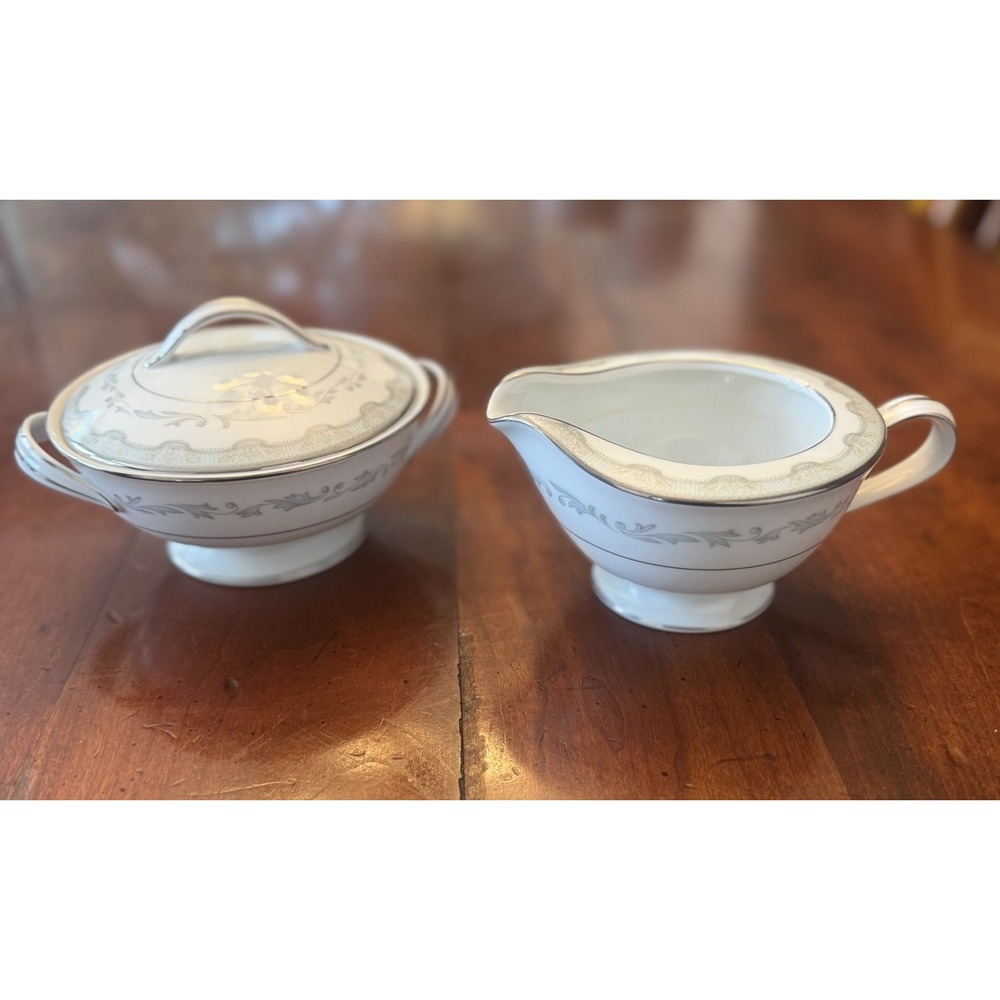 Vintage Noritake Margaret 6243 Creamer and Covered Sugar Bowl Set Japan